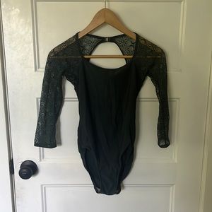 dark green eleve dancewear leotard with sleeves